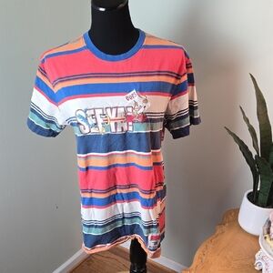 Looney Tunes roadrunner + Coyote Colorful Striped Graphic T-Shirt